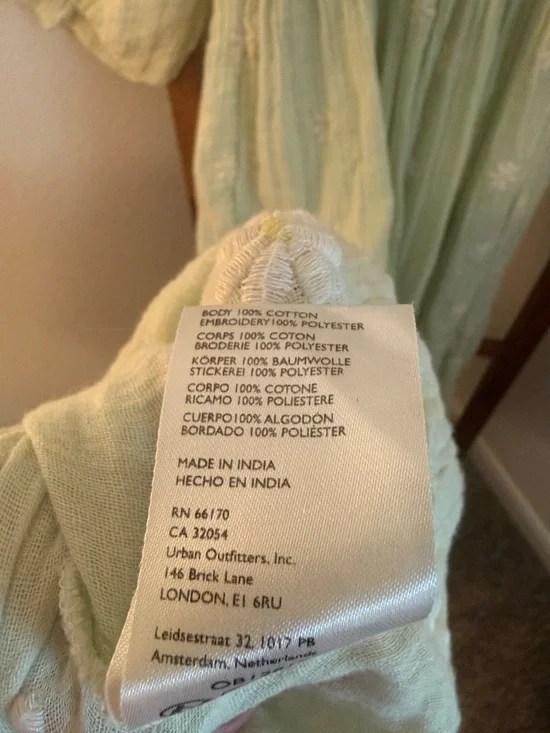 Free People Dahlia Mint Green Puff-Sleeve Smocked Midi Dress Size Small NWT - Picture 5 of 7